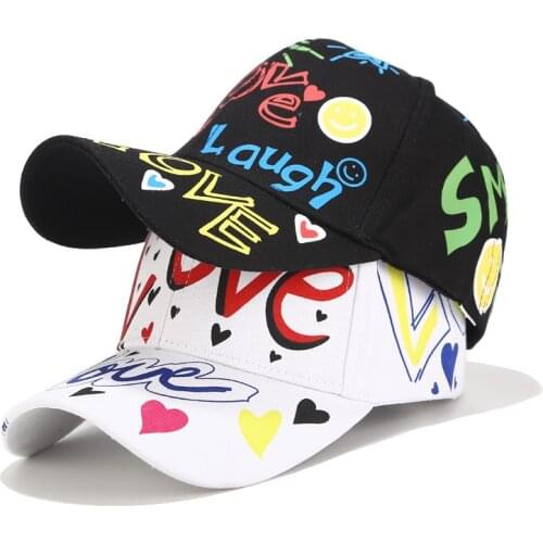 Womens Korean Cotton Summer Outdoor Sunhat Fashion Personality Graffiti Baseball Cap Mens All-match Casaul Sport Caps