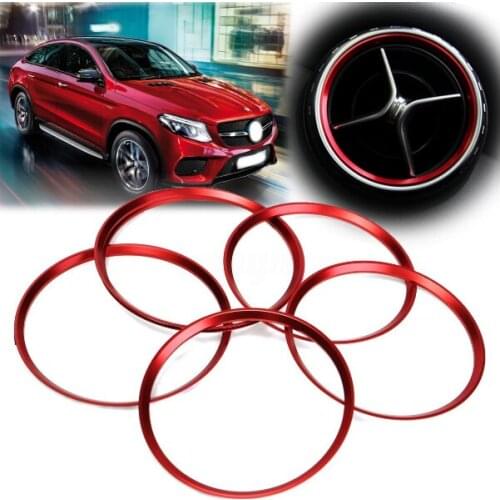 5pcs Red Air Condition Air Vent Outlet Ring Cover Trim for Mercedes Benz CLA C117 CLA180 CLA200 CLA250 X156 GLA GLA200 GLA220