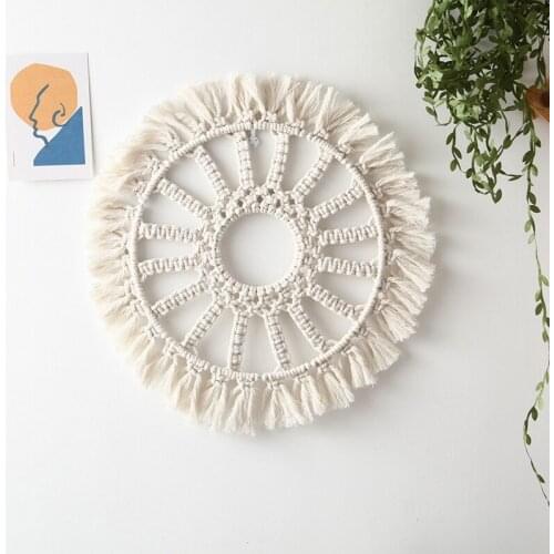 Macrame Mirror Frame Tapestry Wall Hanging Decorative Mirror Bohemia Creative Home Art Wall Decorations