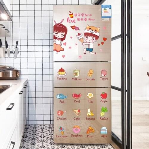 Cartoon Cute Fridge Stickers Kitchen Decoration Painting Creative Refrigerator Door Paste Removable Home Decor