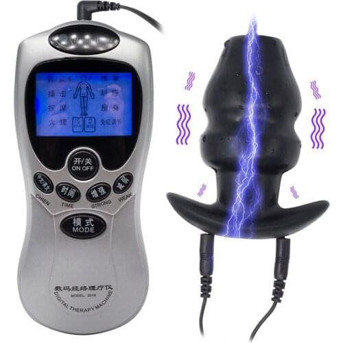 Electro Anal Plug Set Hollow Butt Plug Anus Electro Shock Stimulation Anal Speculum Douche Buttplug Erotic Sex Toys For Adults