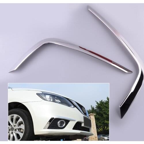 1 Pair Silver Car Front Fog Light Lamp Strip Trim Cover Stainless Steel Fit For Nissan Sentra 2016 2017 2018 2019