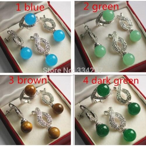 New Style 2019 Wholesale stone 12MM Earring Pendant Ring Necklace Sets(for one set)