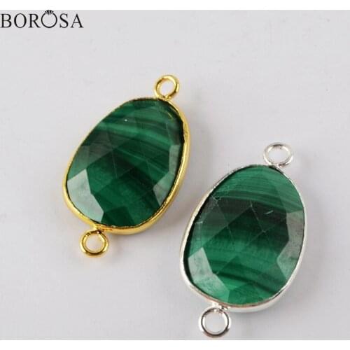 BOROSA Green Stone Pendant Natural Malachite Connector Green Nacklace Pendant for Jewelry Making Connector for Bracelet G1940