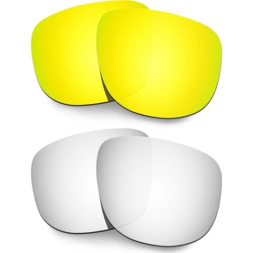 HKUCO Polarized Replacement Lenses For Holbrook R Sunglasses Gold/Silver 2 Pairs