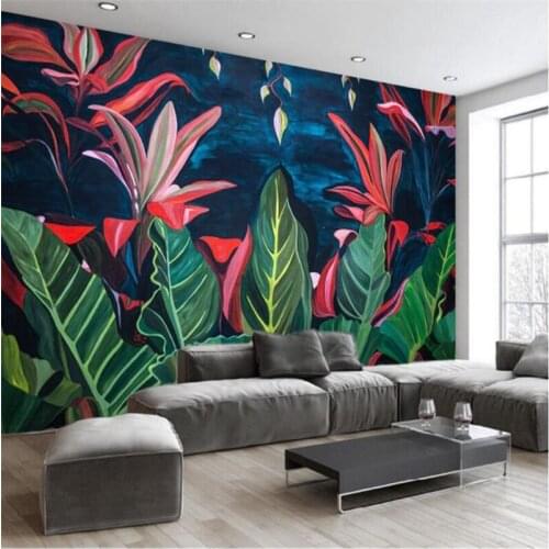 Beibehang Custom 3d wallpaper European retro tropical rain forest banana leaf wallpaper sofa bedroom wall TV background