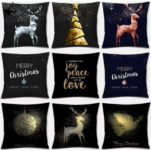 Christmas Reindeer Series Pillow Gift Home Office Decoration Linen Pillow Bedroom Sofa Car Cushion Cover (45cm * 45cm)