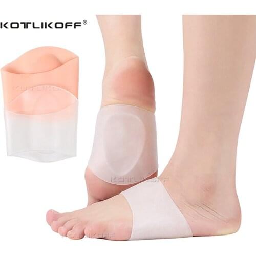 Silicone Arch Orthotic Insole Foot Massage For Men Women Flat Foot Support Socks O-type Foot Corrector Shoe Cushion Insert 1Pair