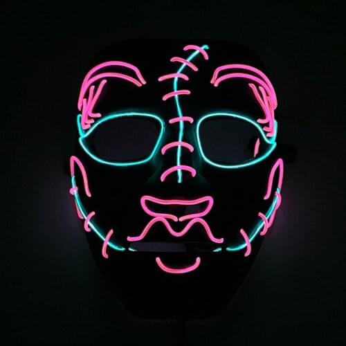 Halloween Cosplay LED Mask Glowing Horror Face Mascara Neon Party Costume Accessories EL Wire Zombie Mask