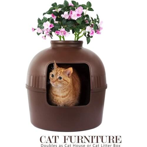 Cat Litter Box as Cat House Furniture or Covered Cat Litter Box Plant Hidden Litter Box for Multi-Cat