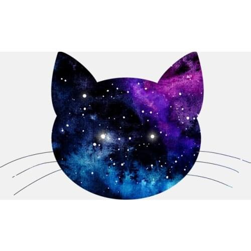 YJZT 16.7CM*9.8CM Funny Tech Star Effect Cat Head PVC Motorcycle Car Sticker 11-01072