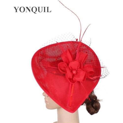 Women Chic Big Fascinators Derby Hats With Veils Bridal Floral Headwear On Hair Clips Chapeau Event Cocktail Headpiece SYF258