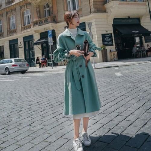 Wool Coat 2020 Womens Autumn Winter Loose Lapel Single-breasted Overcoat Casual Temperament Woolen Coat Female With Belt Q126