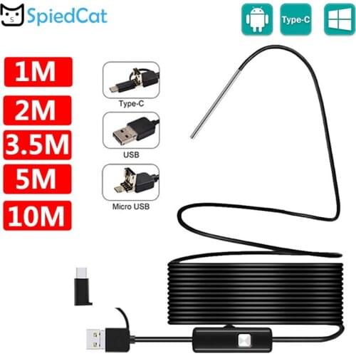 1/2/3.5/5/10M Soft Cable 3 in1 Mini 5.5mm Lens Endoscope Camera Snake Tube Borescope Inspection For Android Type-c PC smartphone