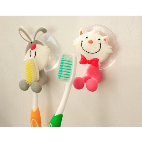 1PC suction cup toothbrush holder hooks bathroom Lovely Toothbrush Frame Animal Strength Sucker Toothpaste Storage Rack OK 0124