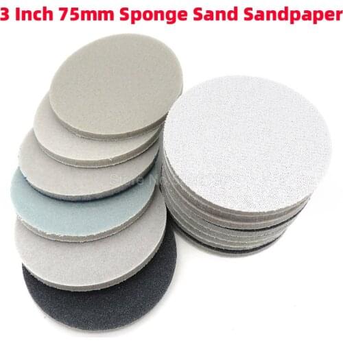 1Pcs 3-Inch 75MM Sponge Sand Disc Sandpaper Self-adhesive Sanding Hook Loop Polishing Grinding Diamond Pad Marble