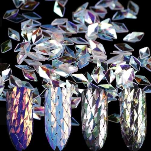 CHNRMJL 12 Box/Set Unicorn Rhombus Nail Glitter Sequins Spangle AB Color Acrylic Tips UV Gel Polish Nails Art Decoration Tools