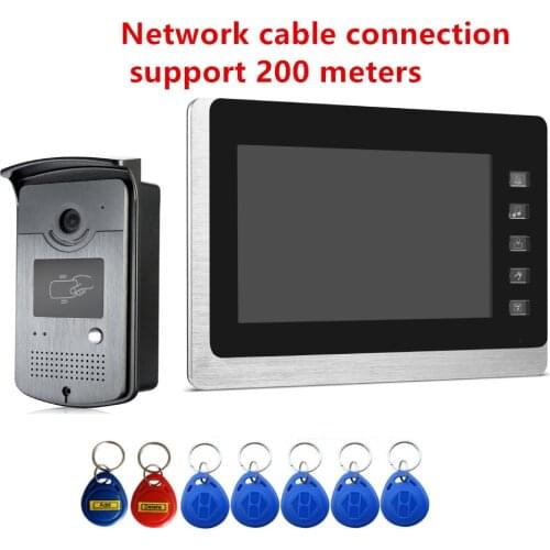 7 Inch Video Door Phone Doorbell Intercom Kit Doorbell Wired Video Intercom System Color Monitor Network cable connection