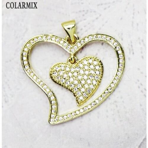 8Pcs Zircon Heart shape Pendant Jewelry Pendant Jewelry Accessories Jewelry pendant Gift Fashion jewelry Pendant 8357