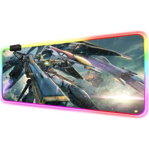 RGB Gundam XXXG-01W Pc Accessories Led Mouse Pad Robot Gaming Mats Gamer Backlit Mausepad Large Mouse Mat Desk Support DIY
