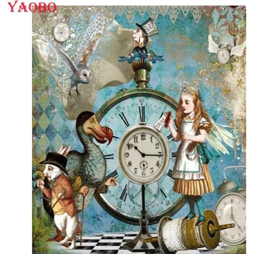 DIY 5D Full square round Diamond Embroidery Cartoon girl Diamond Painting clock Cross Stitch Kits Diamond Mosaic Home Decoration