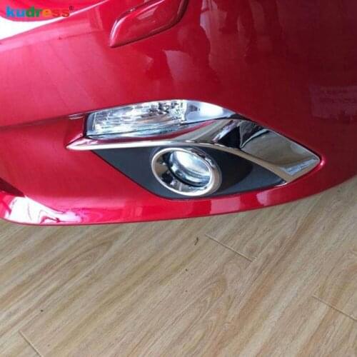 For Mazda 3 Axela 2013 2014 2015 Third Generation Chrome Front Fog Light Eyebrow Cover Trims Fog Lamp Frame Auto Accessories