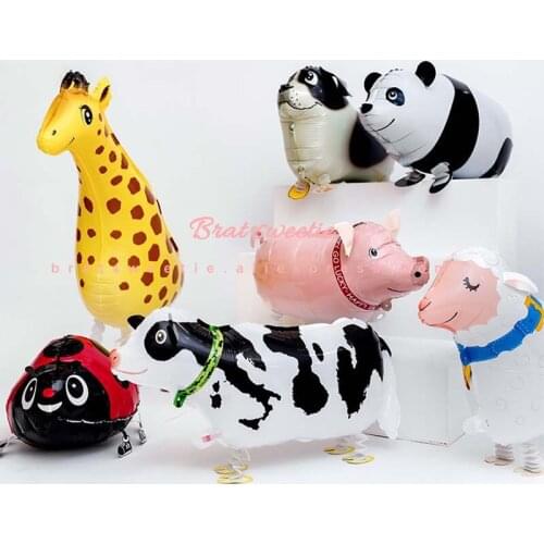 Walking Animal Balloons Giraffe Panda Jungle Party Zebra Dinosaur Helium Foil Balloon Animal Birthday Party Decorations Kids
