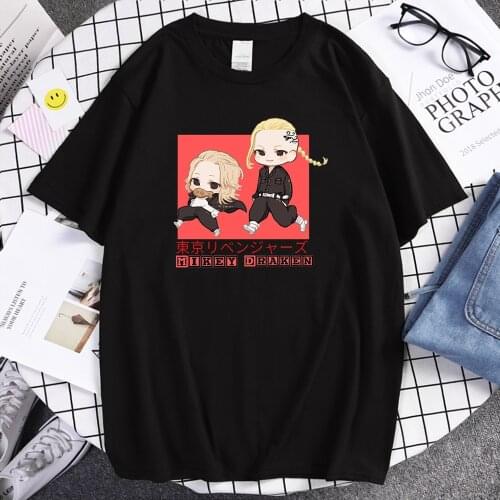 Tokyo Revengers Maikey And Draken Print Mans T-Shirt Breathable Loose T Shirts Large Size Clothing Summer Crewneck T Shirt Man