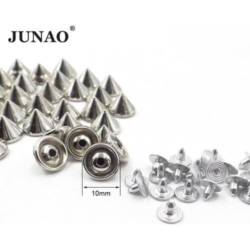 JUNAO 10mm Silver Gold Studs and Spikes Punk Decorative Rivet For Leather Clothes DIY Handcraft Accessories 500pcs