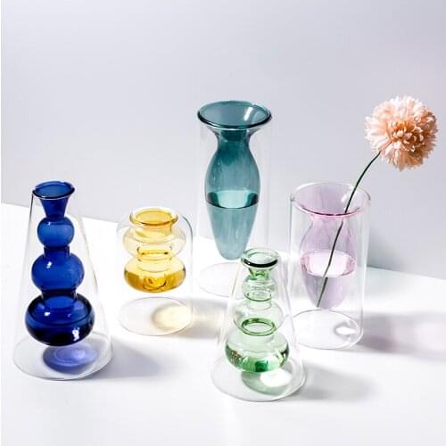 Nordic Modern Glass Vase Home Decoration Morden Transparent Glass Bottle Table Living Room Decor Wedding Decorative Accessories
