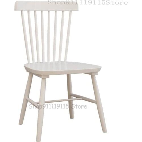Nordic All Solid Wood Home Windsor Chair Armchair Modern Simple Cafe Restaurant Black Log White Chair