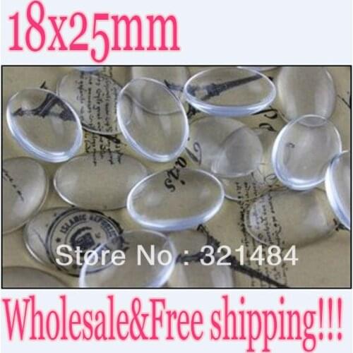Wholesale 18x25mm Oval 500pcs Flatback Clear Glass Dome Seals Cameo Cabocons