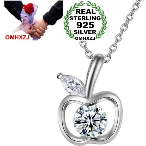 OMHXZJ Wholesale Fashion Apple Woman Child Gift Zircon Christmas Eve 925 Sterling Silver Pendant Charms PE132 NO Chain Necklace