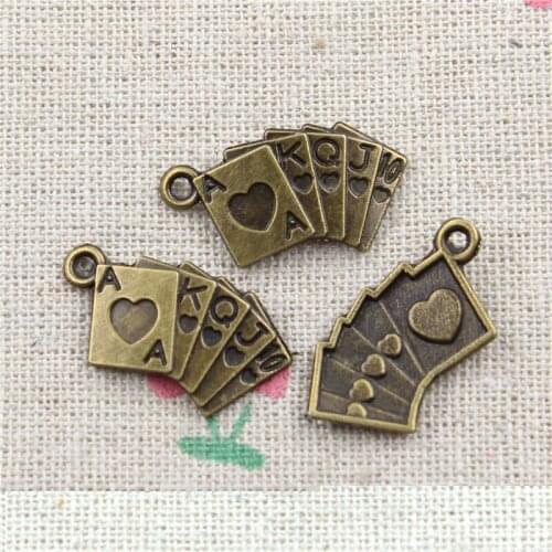 20pcs Antique Bronze Plated Charms Pendant Zinc Alloy poker Charm Vintage Jewelry Findings Accessories Parts