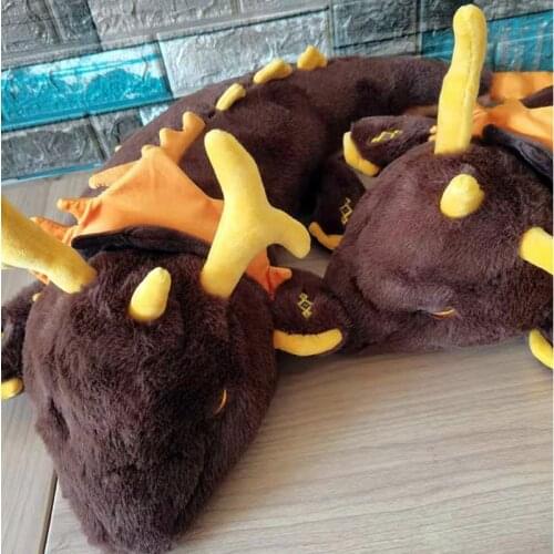 Hot Game Genshin Impact Morax Dragon Plush Doll Pillow Anime Coplay Props 70cm Brown Cartoon Bolster Accessories For Friend Gift