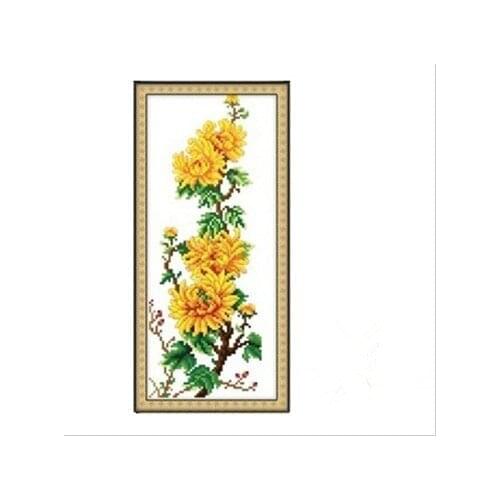 Embroidery Package 9 Pieces (1 lot=9 pieces) Flowers Chrysanthemum Cross Stitch Kit---Free Shipping