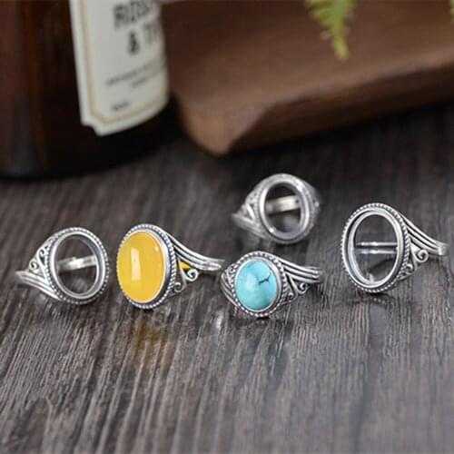 Ring Blank (7x9mm/8x10mm/8x11mm/9x12mm/10x13mm/11x14mm/12x15mm/13x16mm Oval Blank) Adjustable Thai Sterling Silver Ring Base