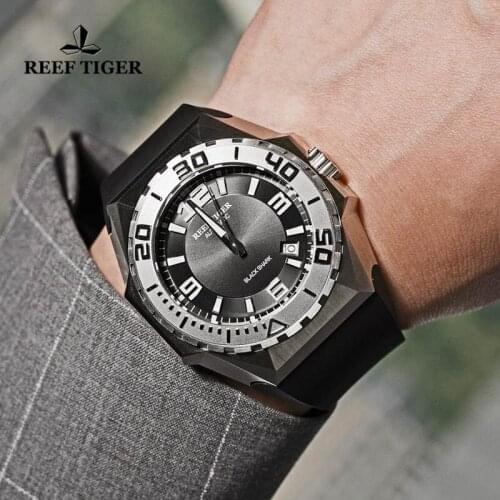 Reef Tiger/RT Big Dial Sport Watches For Men Steel Case Automatic Mechanical Waterproof 100M Military Watches