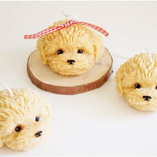 Teddy Dog Head Candle Silicone Mold New 3D Animal Shape Fragrance Candle Making Wax Mould Korean Style Candle Mold DIY