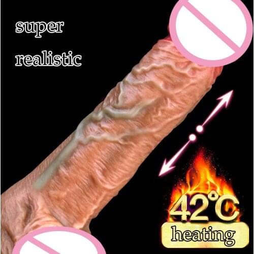 Super Realistic Dildo Suction Cup Telescopic Heating Dildo Vibrator Jelly Dildo Penis Huge Dick USB Charging Dildos For Women