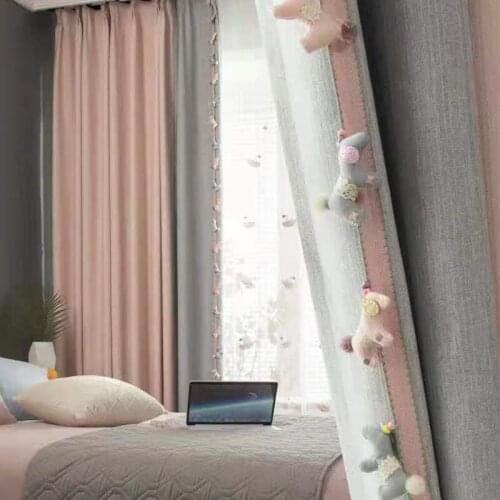 Cartoon Pony Pink Childrens Room Simple Nordic Girl Princess Wind Blackout Curtain Cloth Curtian for Living Dining Room Bedromm