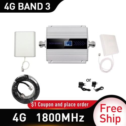 LTE DCS 4g signal booster 1800mhz Mobile Signal Booster Repeater 60dbi 1800Mhz Cellphone Cellular GSM 9dbi panel indoor antenna