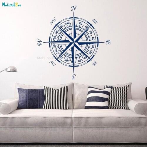 Compass Wall Decal Vinyl Stickers Nautical Compass Rose Decals For Living Room Bedroom Nursery Art Home Decor Removable YT1290
