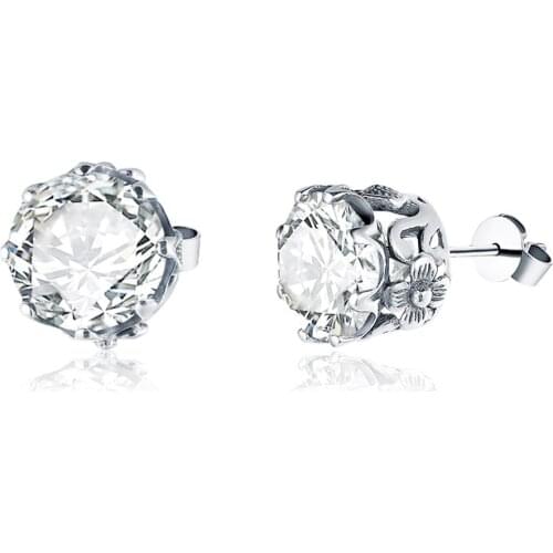 Szjinao Silver Stud Earrings For Women Real 925 Sterling Silver Diamond Stud Earrings Flower Gothic Famous Brand Jewelry Gift