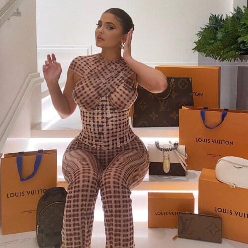 RANMO Celebridade kyliejenner pink cross sleeveless blended printing short top sexy ladies water sports