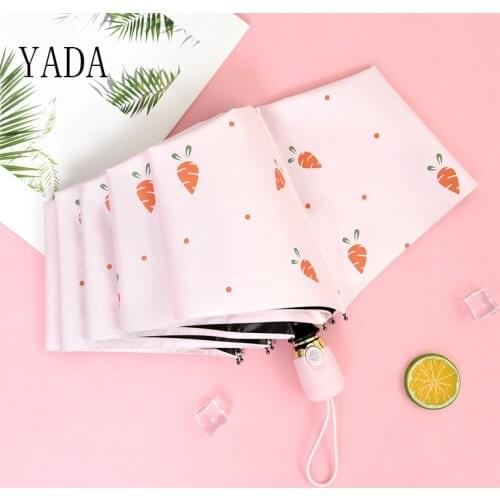 YADA Luxury Pink Cartoon Carrot Umbrella Clear Folding Automatic Umbrellas For Children Women UV Lovely Rain Umbrella YD200034