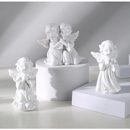 1pc Angel Baby Statue DIY Miniature White Angel Sculpture Small-Size Desk Decor Garden Yard Art Outdoors Ornament Decoration