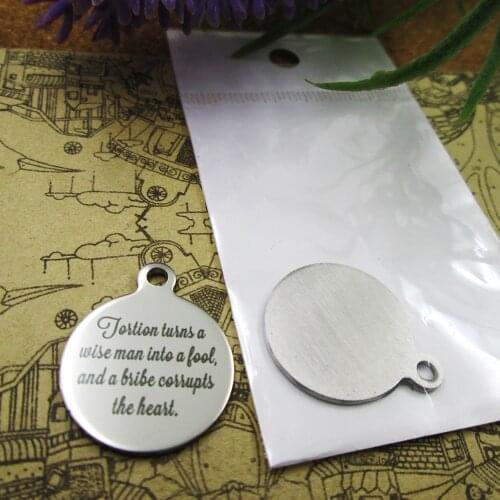 20pcs--"tortion turns a wise man into a fool..."stainless steel charms more styles for choosing DIY Charms Bible gold sentence
