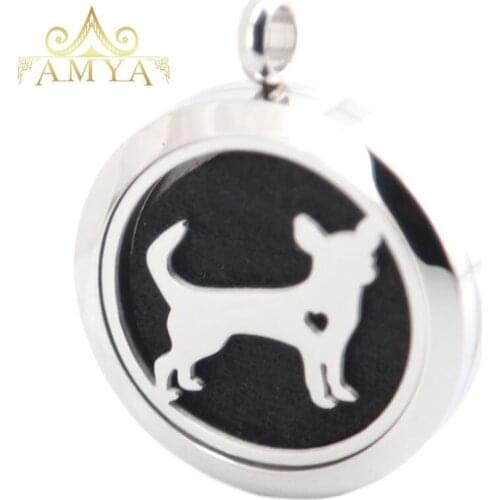 10pcs Mini Dog Aromatherapy Essential Oil Surgical Stainless Steel Perfume Diffuser Locket Necklace Pendant Free 20pcs Pads