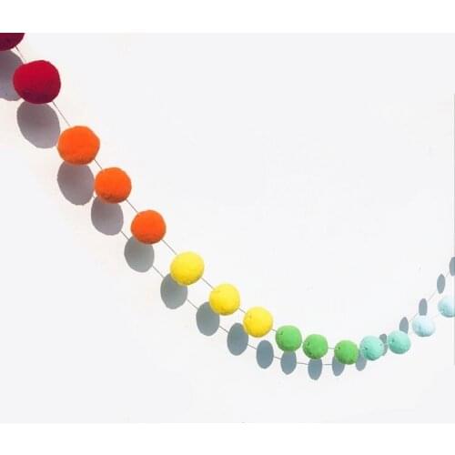 2.5Meter Colorful Pompom Pendant Garland Ins Nordic Series Wool Felt Ball String DIY Handmade Nursery Children Room Decor